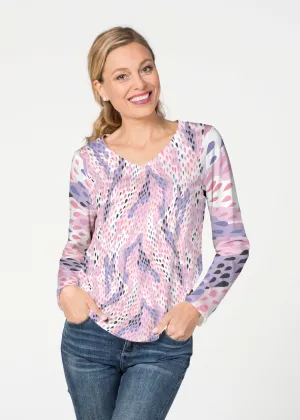 Spring Rain (14268) ~ French Terry V-neck Top