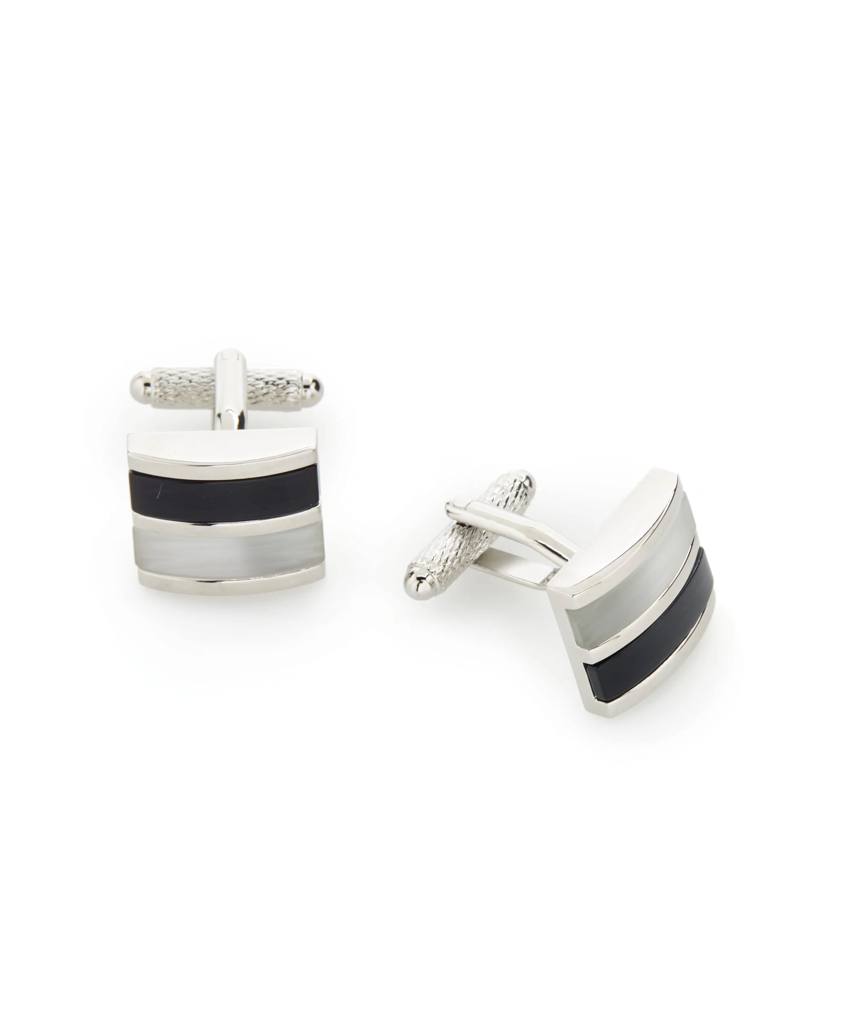 Square Black & Grey Cuff Links