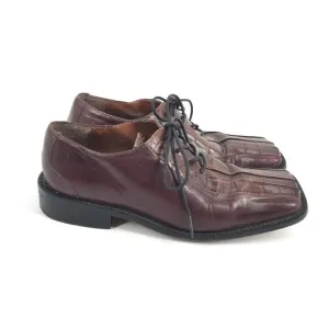 Stacy Adam Leather Oxford Dress Shoes Size 7 Mens Brown Croc Print Formal
