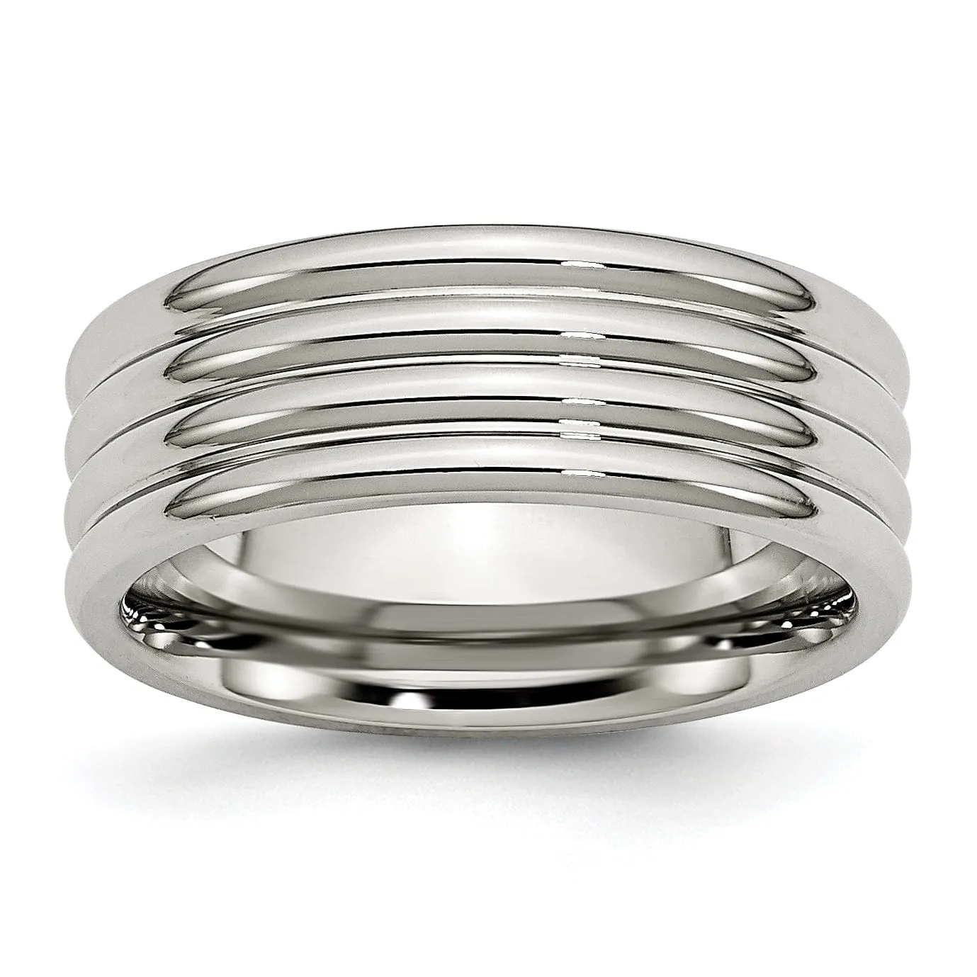 Stainless Steel Grooved 8MM Polished Band