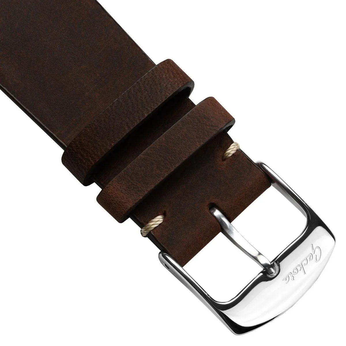 Stanway Vintage V-Stitch Crazy Horse Leather Watch Strap - Golden Brown
