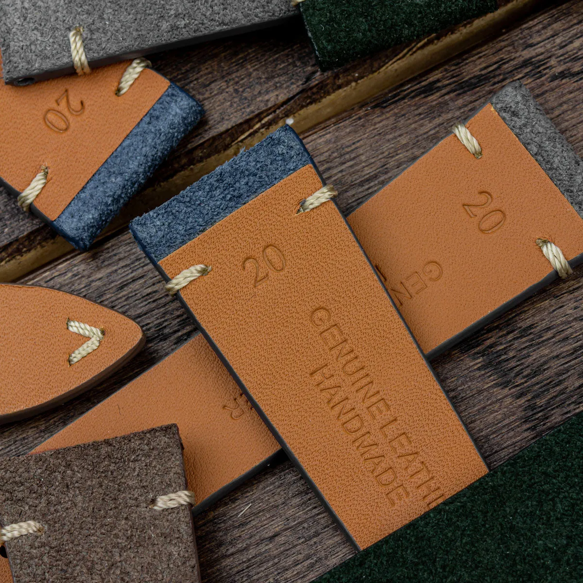 Stanway Vintage V-Stitch Genuine Italian Suede Watch Strap - Indigo Blue