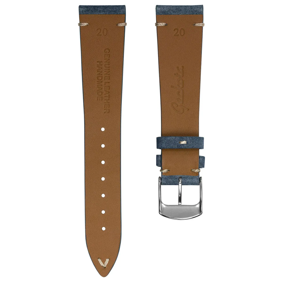 Stanway Vintage V-Stitch Genuine Italian Suede Watch Strap - Indigo Blue