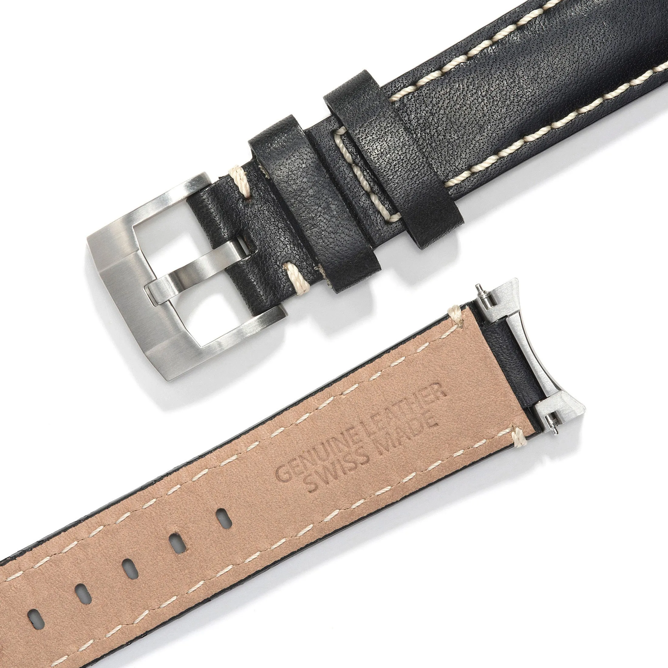 Steel End Link Leather Strap for Rolex Submariner with Tang Buckle