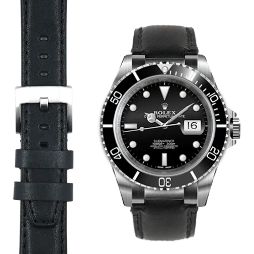 Steel End Link Leather Strap for Rolex Submariner with Tang Buckle