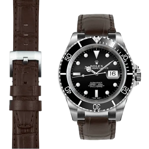 Steel End Link Leather Strap for Rolex Submariner with Tang Buckle
