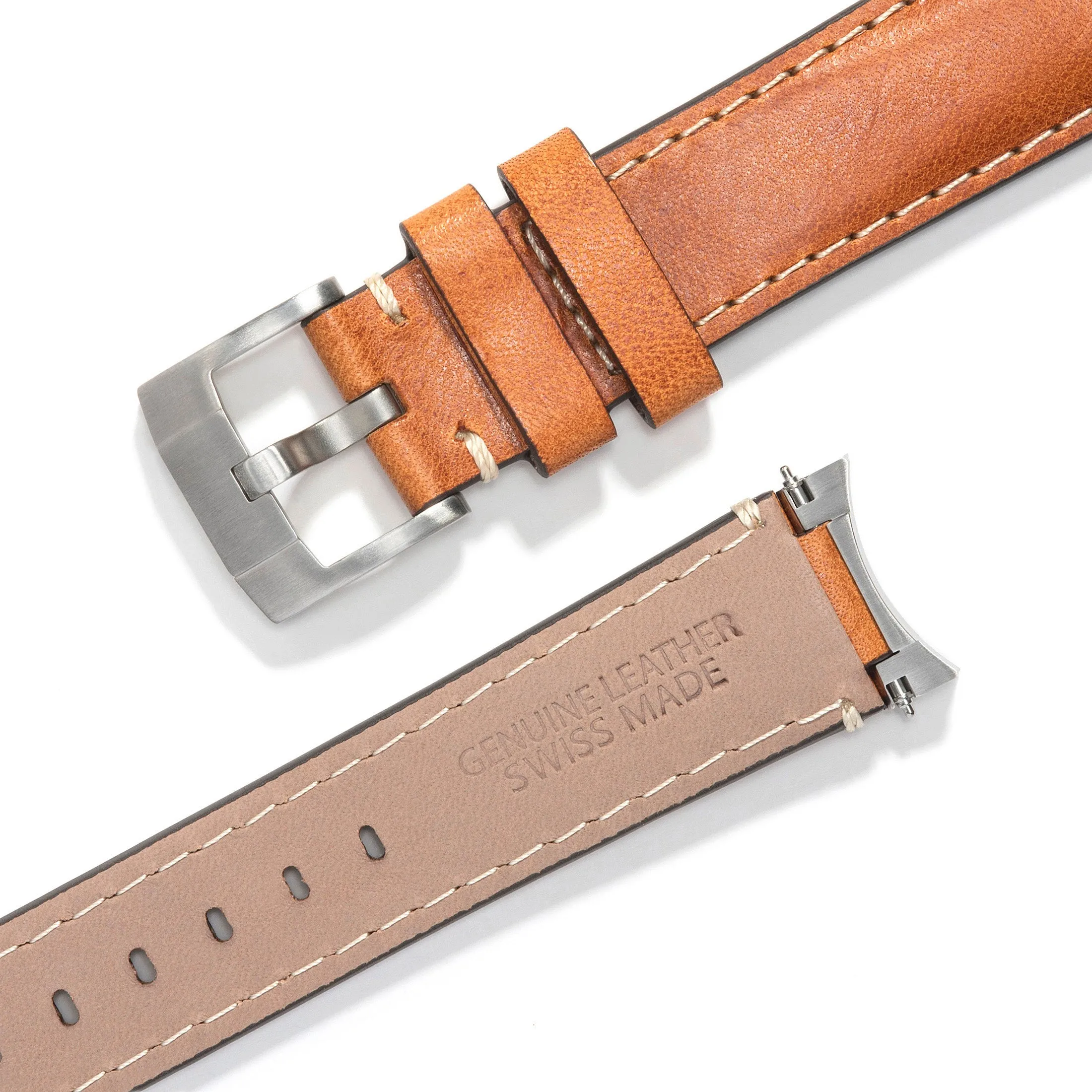 Steel End Link Leather Strap for Rolex Submariner with Tang Buckle