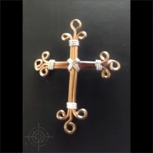 Sterling & Copper Filigree Cross Necklace