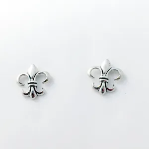 Sterling Silver and Surgical Steel fleur de lis stud earrings- lily, France, New Orleans