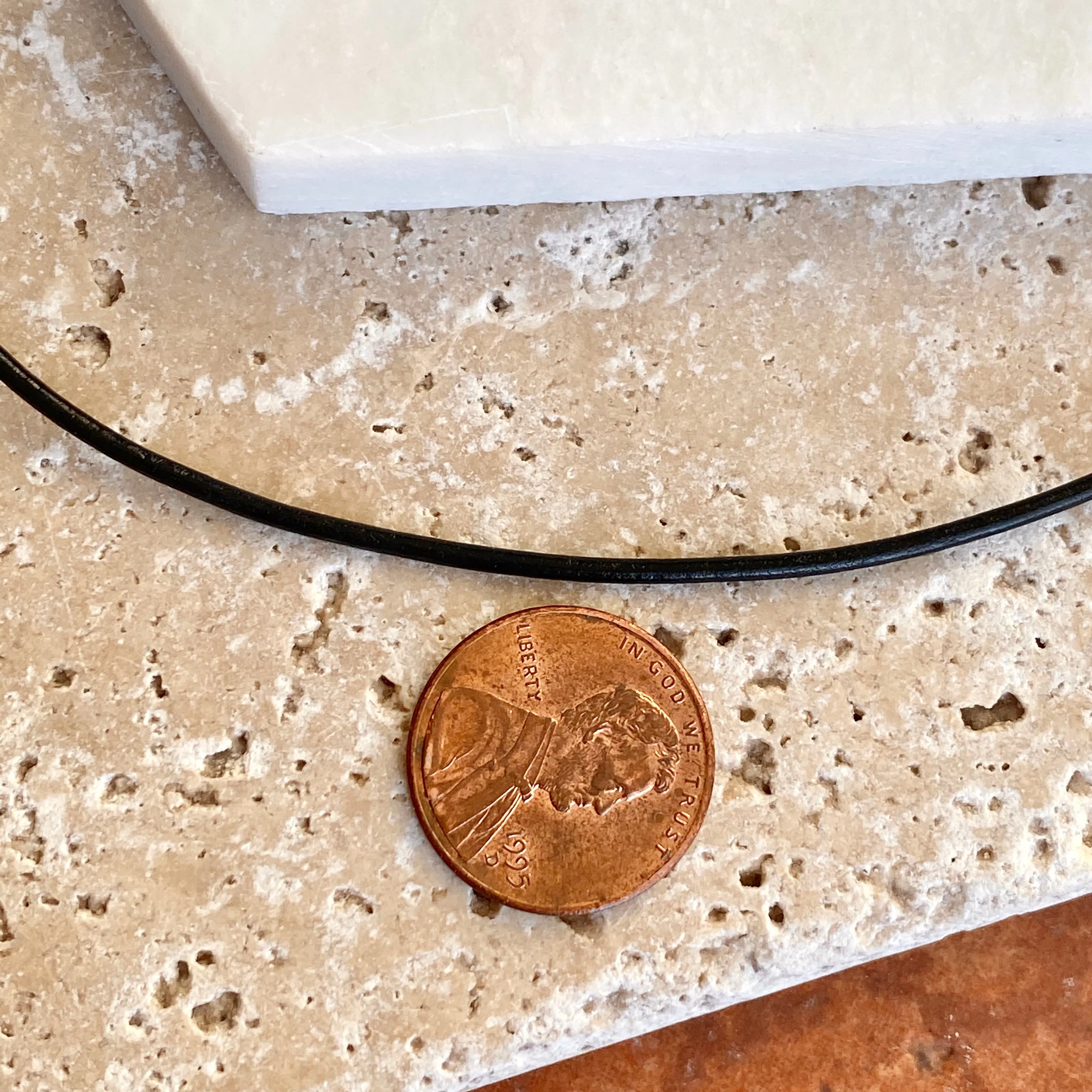 Sterling Silver Black Leather Cord Necklace 2mm
