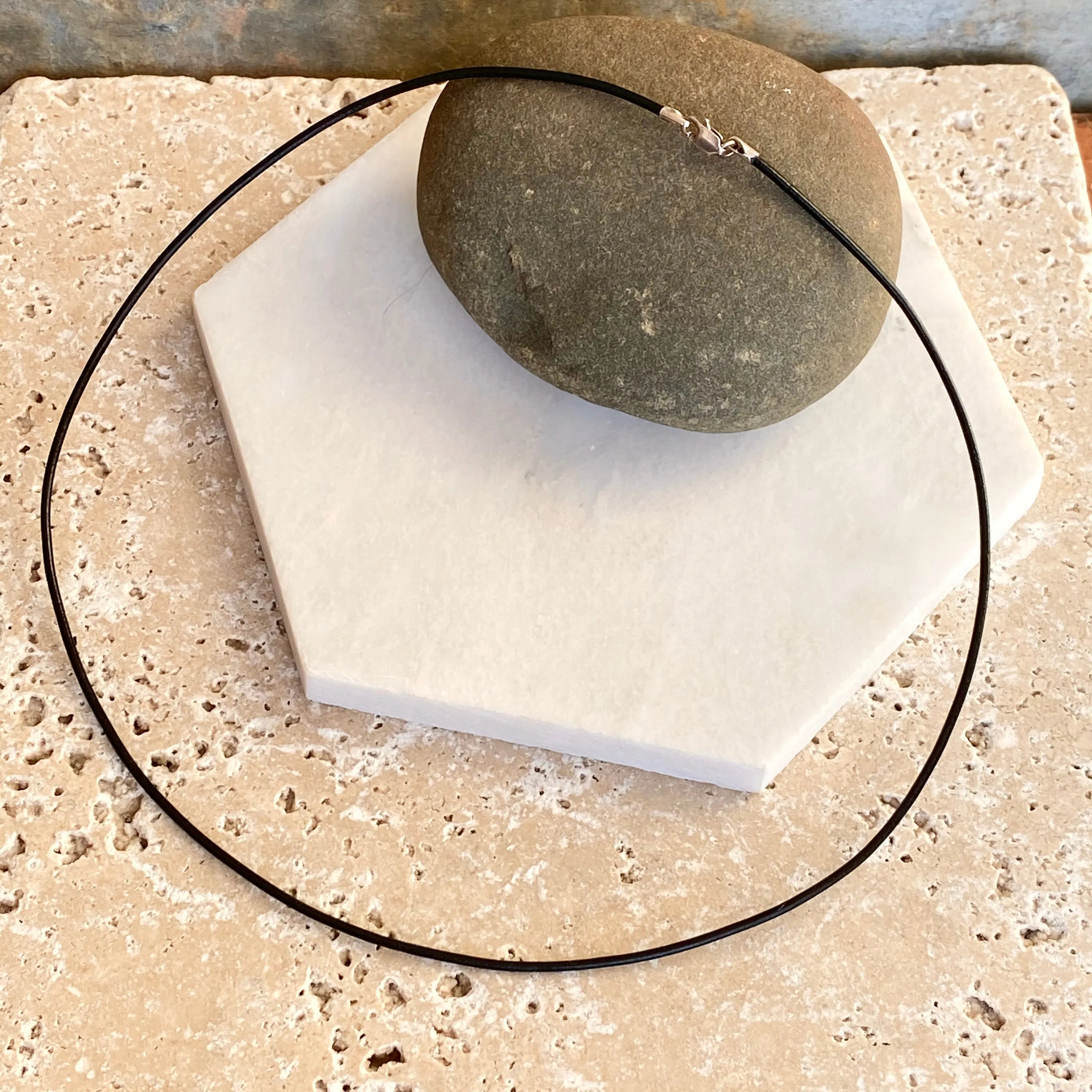 Sterling Silver Black Leather Cord Necklace 2mm