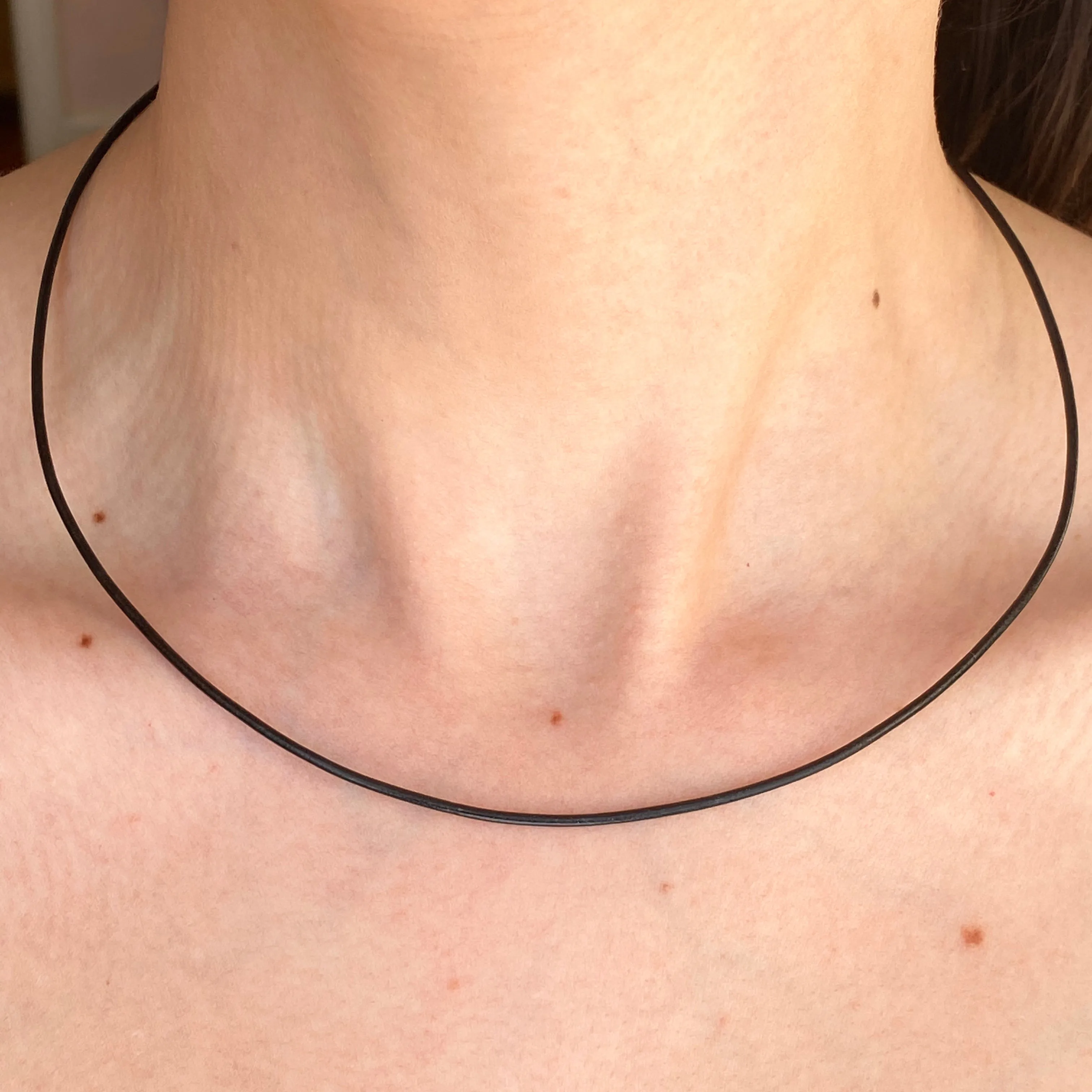 Sterling Silver Black Leather Cord Necklace 2mm