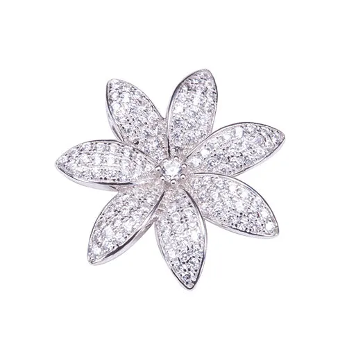 Sterling Silver Pave Cubic Zirconia Tiare Pendant(Chain Sold Separately)