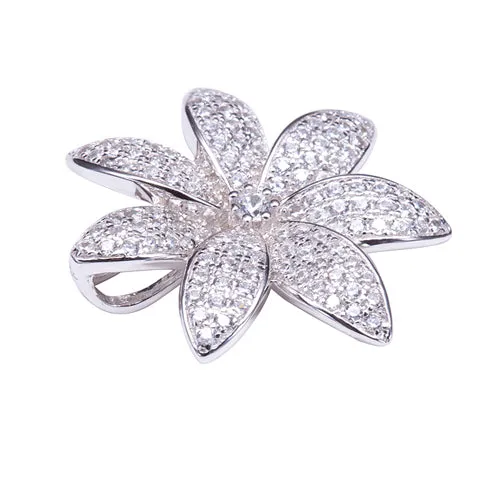 Sterling Silver Pave Cubic Zirconia Tiare Pendant(Chain Sold Separately)