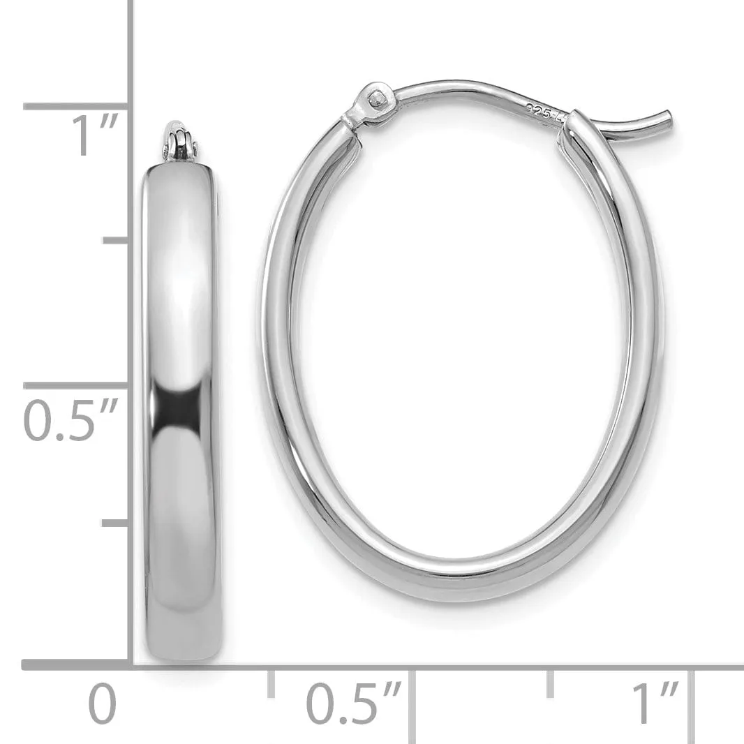 Sterling Silver Polished Oval Hoop Earrings