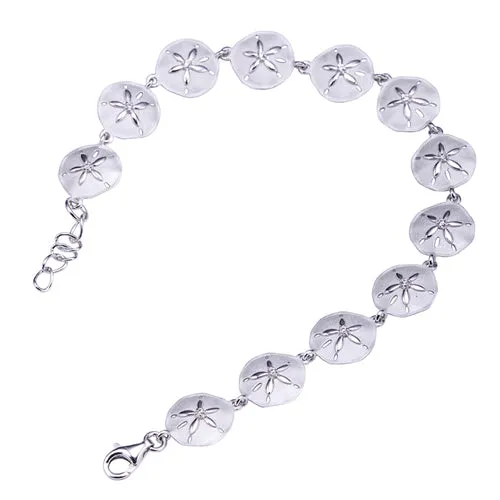 Sterling Silver Sand Dollar Bracelet Sandblast Finished