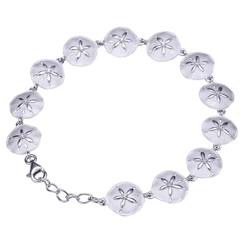 Sterling Silver Sand Dollar Bracelet Sandblast Finished
