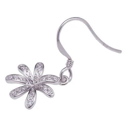 Sterling Silver Tiare Hook Earring Pave Cubic Zirconia
