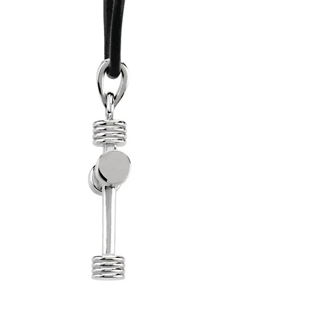 Sterling Silver Tubular Cross Black Leather Cord Necklace 18"