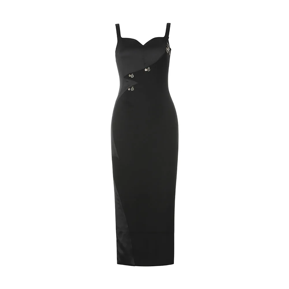 Strappy Sleeveless Splicing Midi Bandage Dress HB7475
