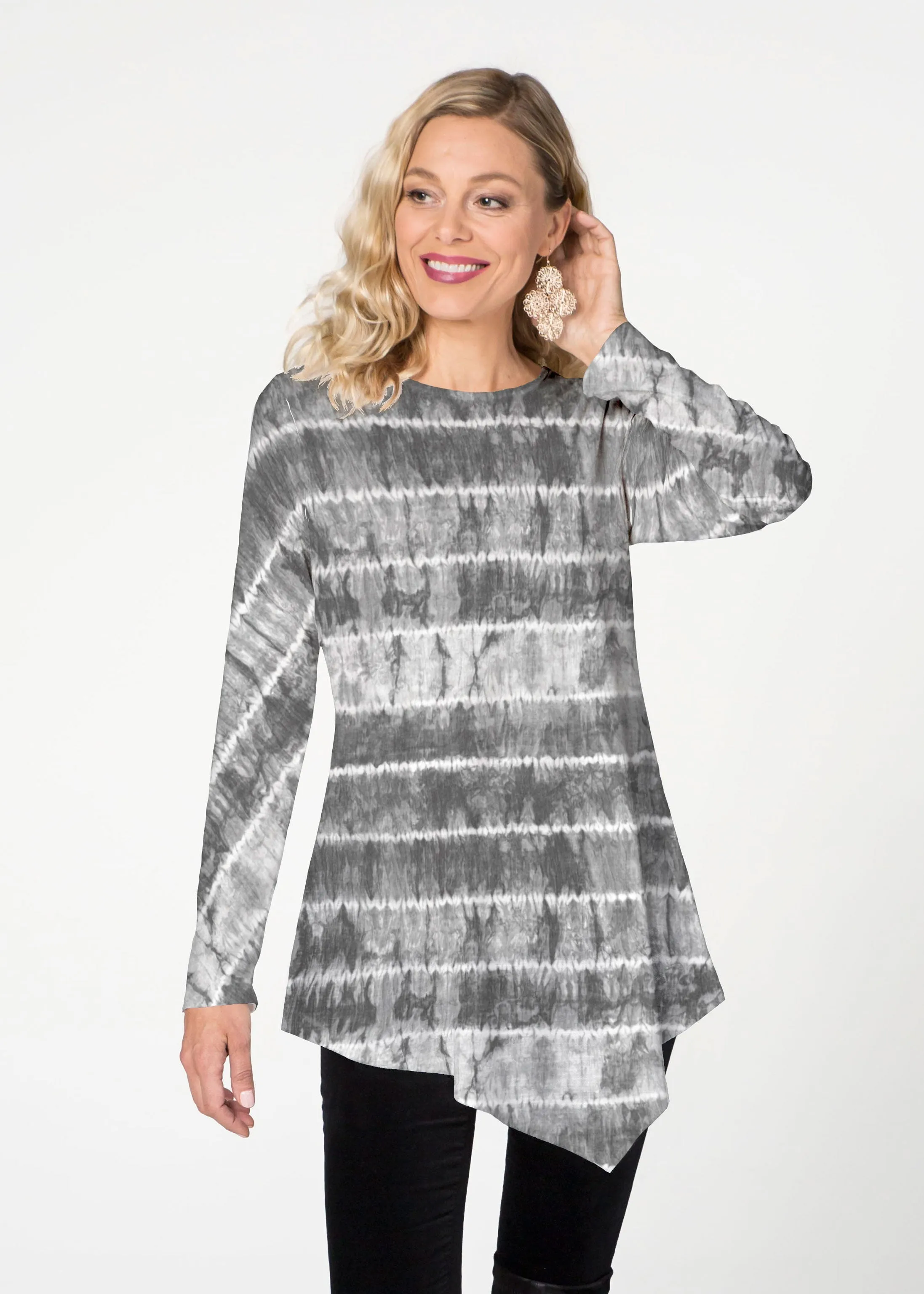 Striation Grey (14251) ~ Asymmetrical French Terry Tunic