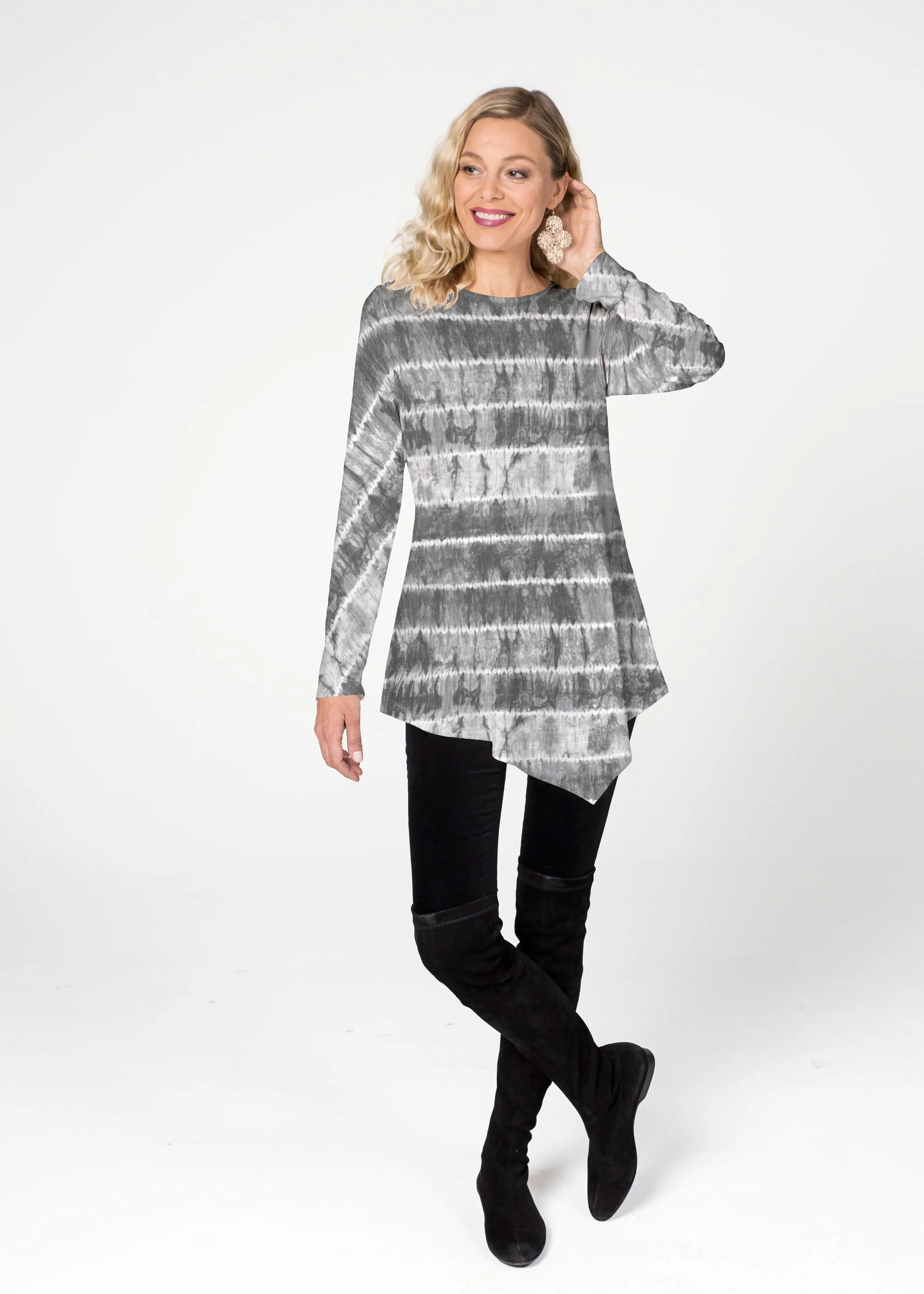 Striation Grey (14251) ~ Asymmetrical French Terry Tunic