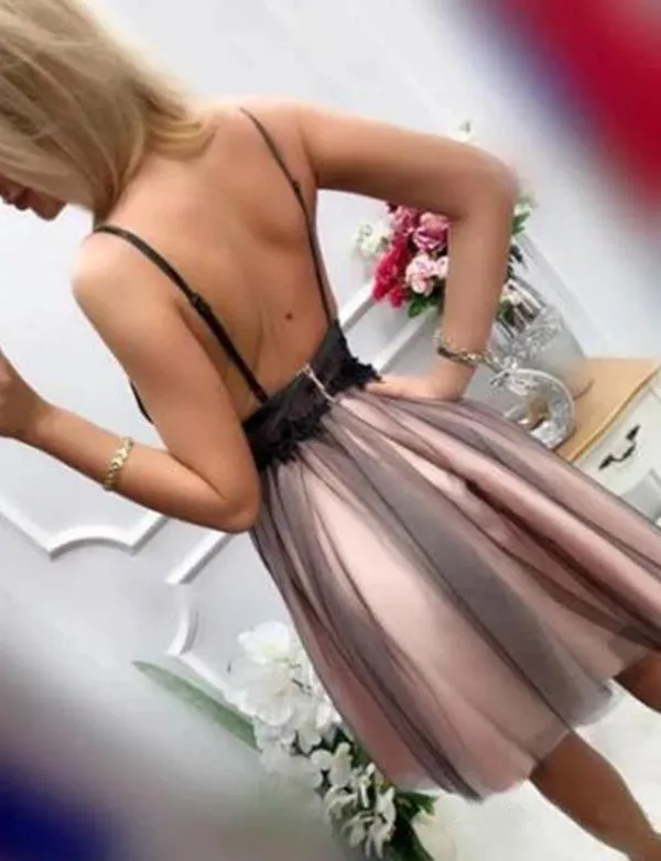Stylish A Line V Neck Gray Short Homecoming Dresses With Appliques  HD0086