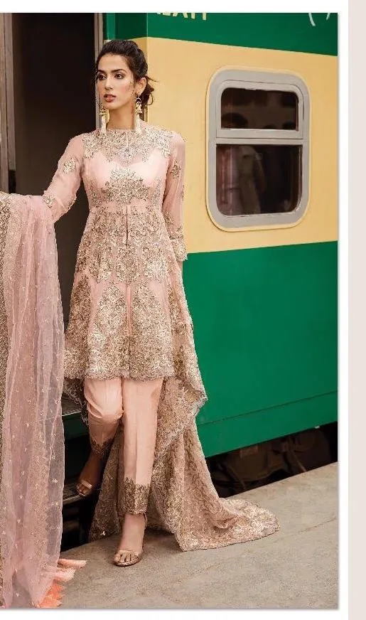 Stylish Designer Dress In Beutifull Pastel Pink Color Model# C 1807