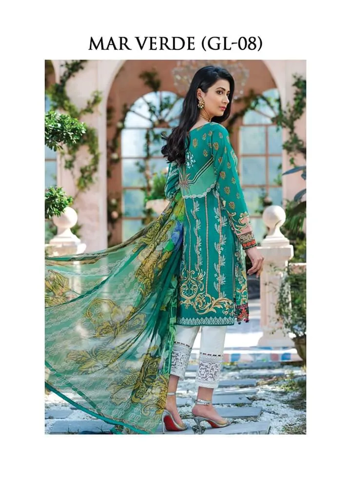 Stylish Designer Lawn Dress in Emerald Green  #M0017