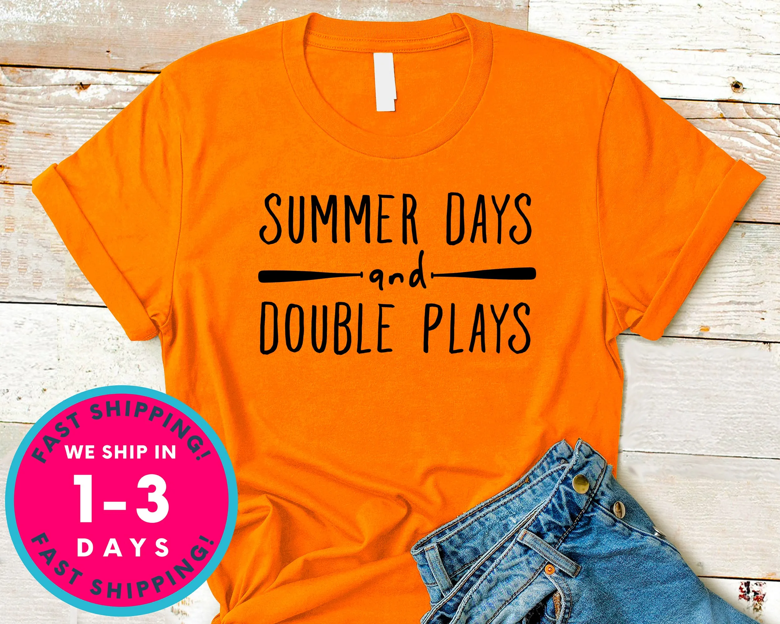 Summer Days And Double Plays Baseball Tee T-Shirt - Sports Shirt