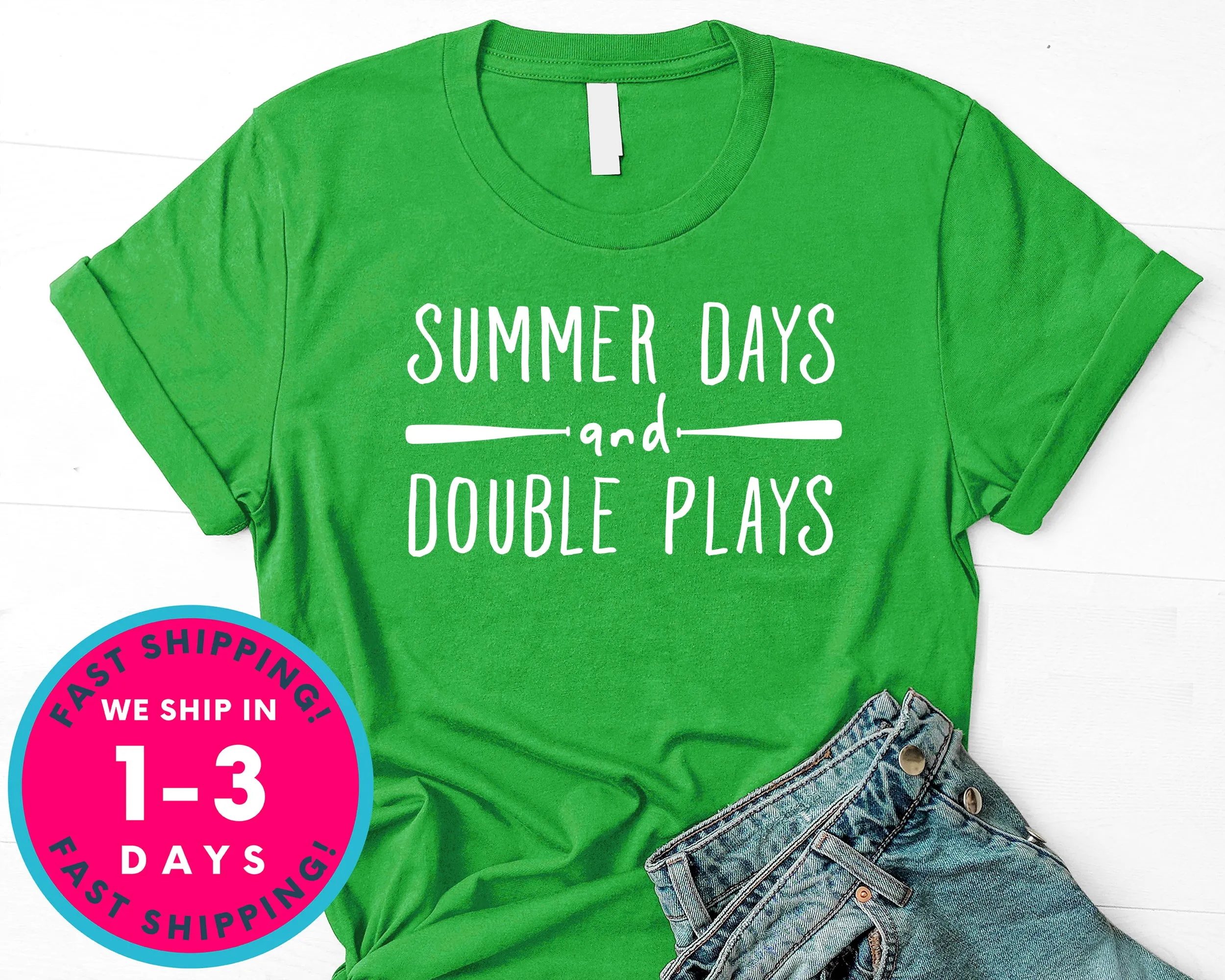 Summer Days And Double Plays Baseball Tee T-Shirt - Sports Shirt