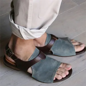 Summer Male Contrast Color Flat Heels Open Toe Sandals