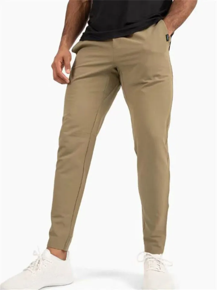 Summer Men's Simple Elastic Ice Silk Sports Trousers