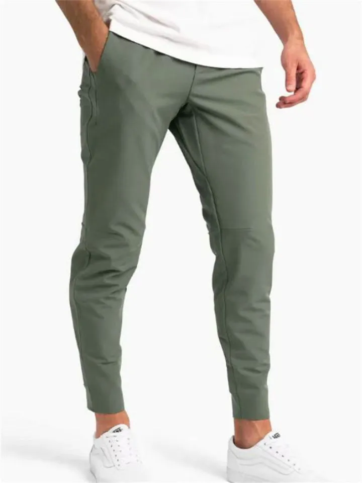 Summer Men's Simple Elastic Ice Silk Sports Trousers