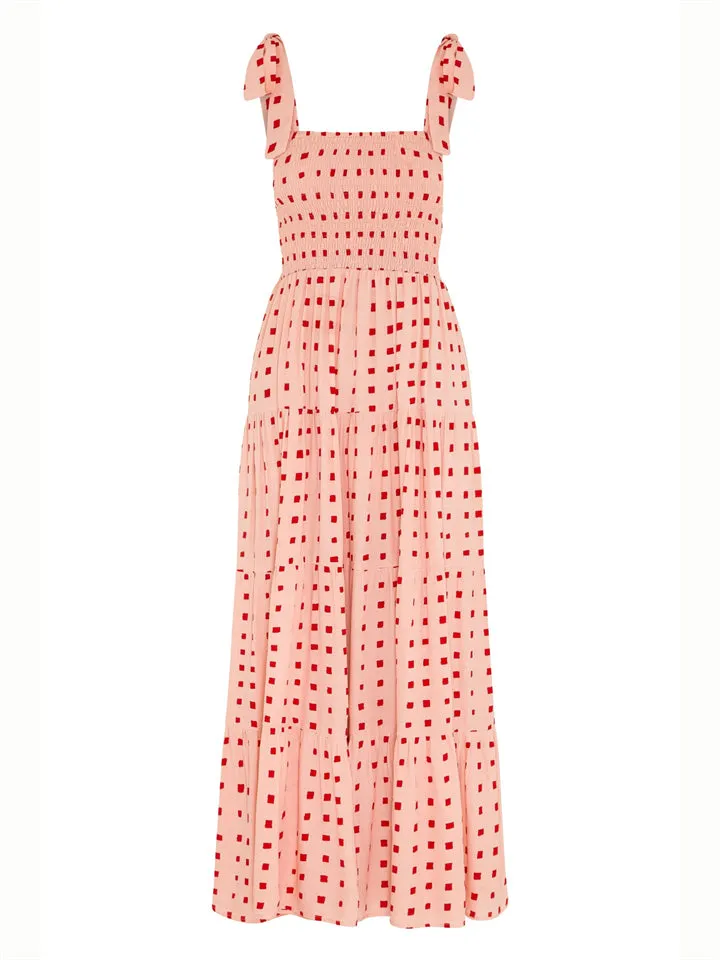 Summer Stylish Square Neck Print Strappy Dress
