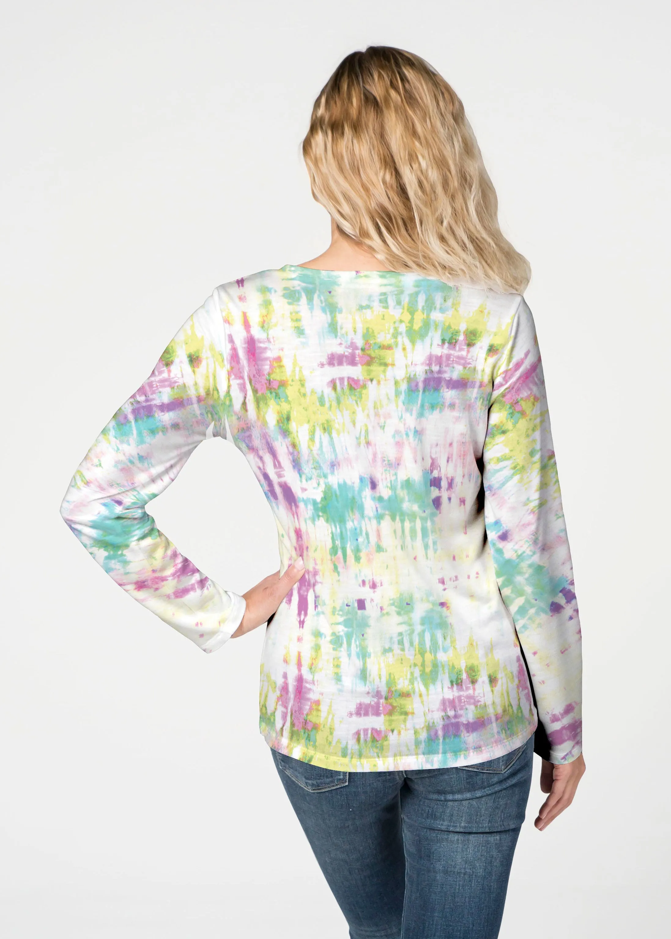 Summer Tie Dye (7878) ~ French Terry V-neck Top