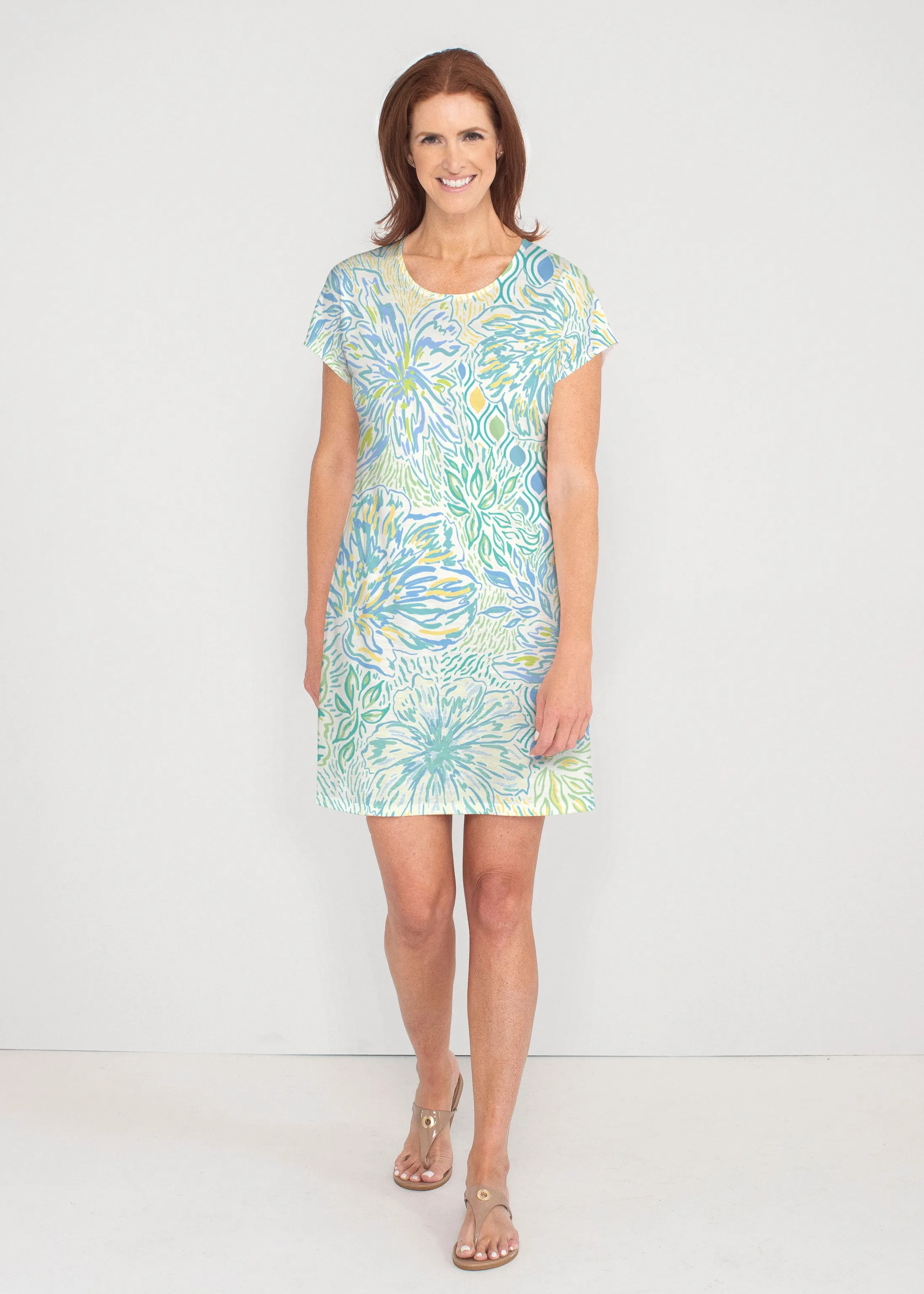Summer Vibes (8069) ~ French Terry Short Sleeve Crew Dress
