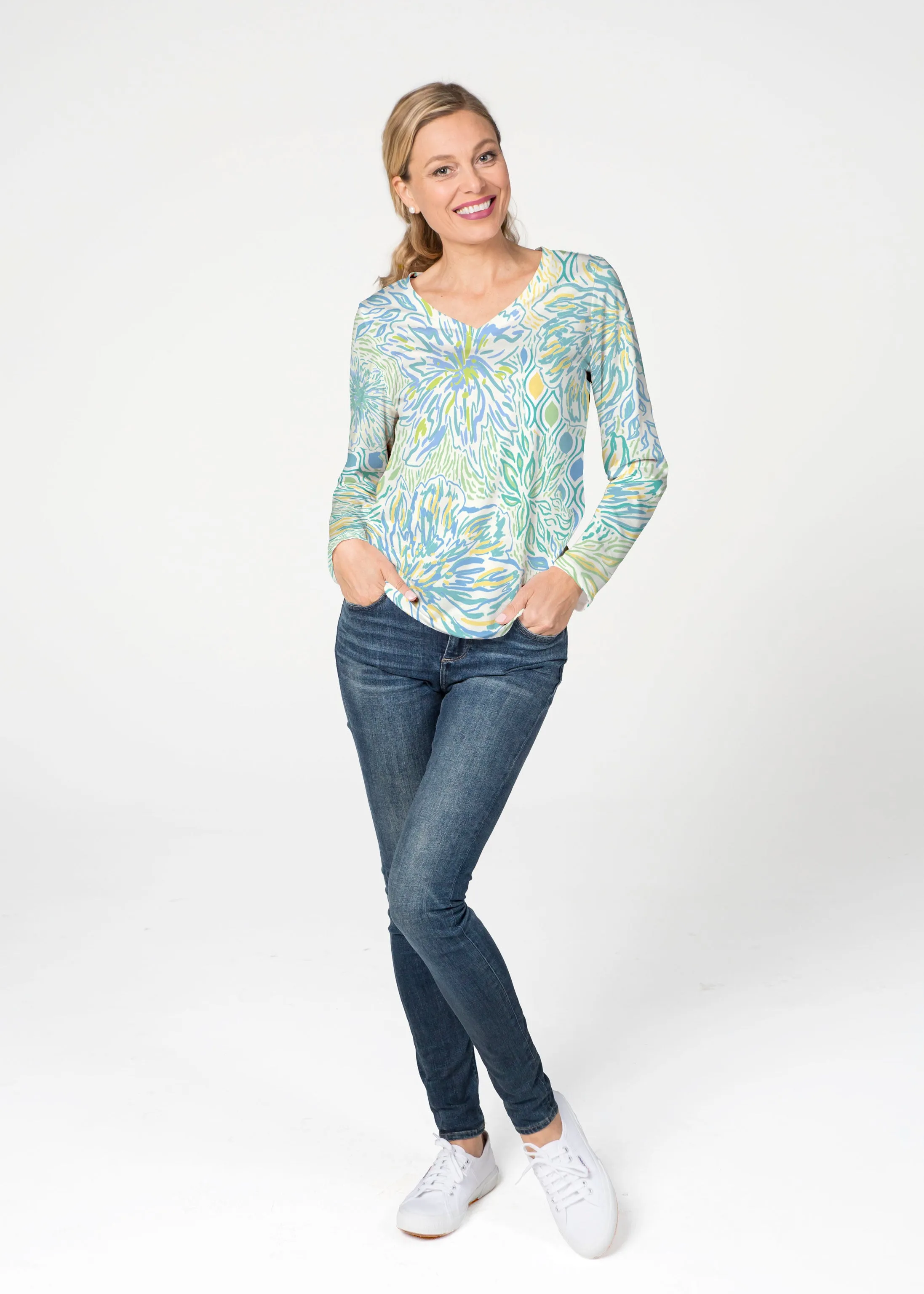 Summer Vibes (8069) ~ French Terry V-neck Top