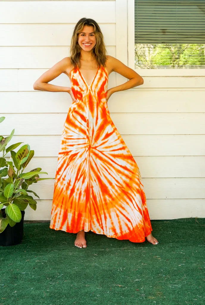 Sunburst Orange Tie Dye Maxi Dress