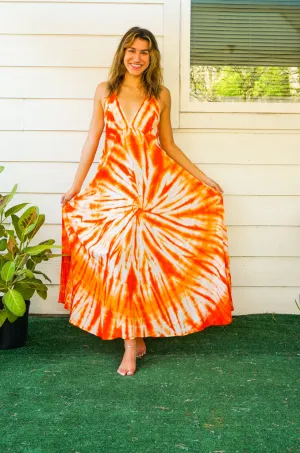 Sunburst Orange Tie Dye Maxi Dress