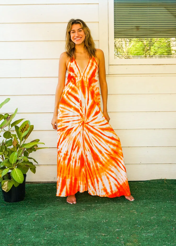Sunburst Orange Tie Dye Maxi Dress