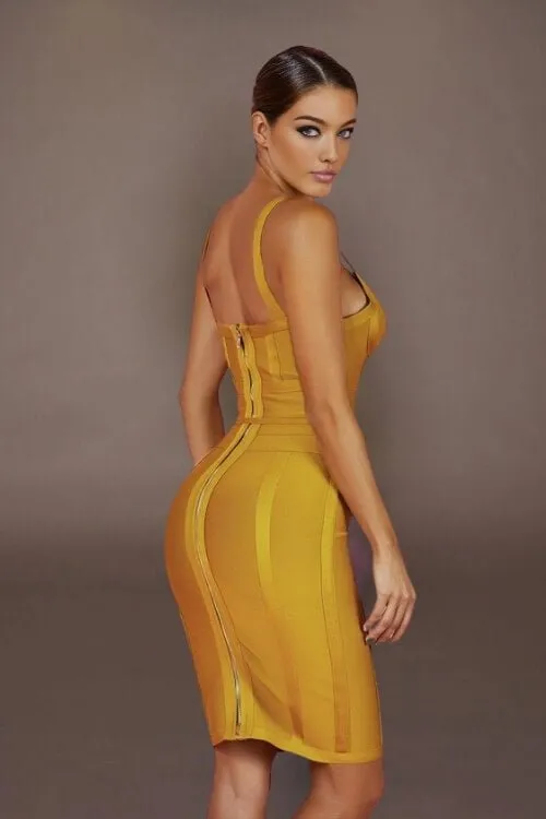 Sunshine Drawstring Midi Bodycon Dress