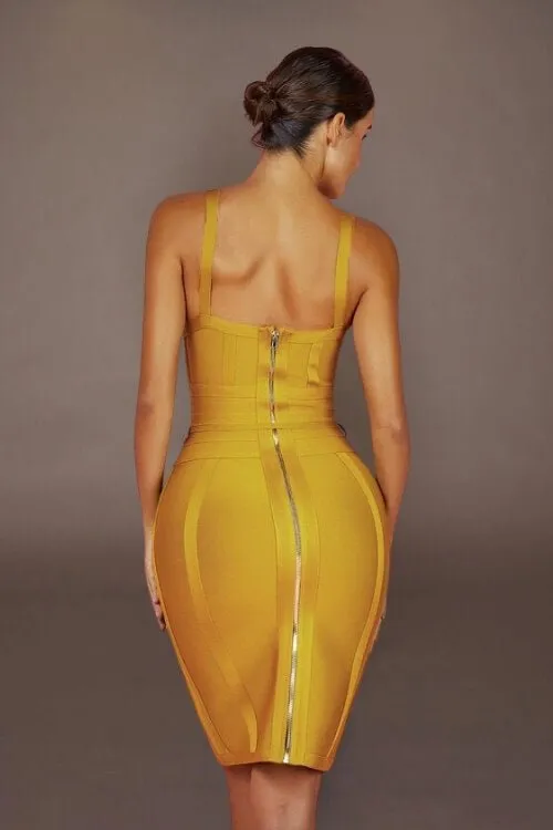 Sunshine Drawstring Midi Bodycon Dress
