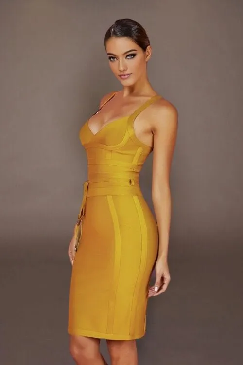 Sunshine Drawstring Midi Bodycon Dress