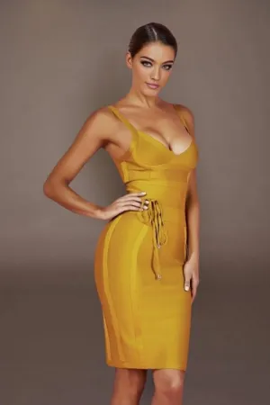 Sunshine Drawstring Midi Bodycon Dress