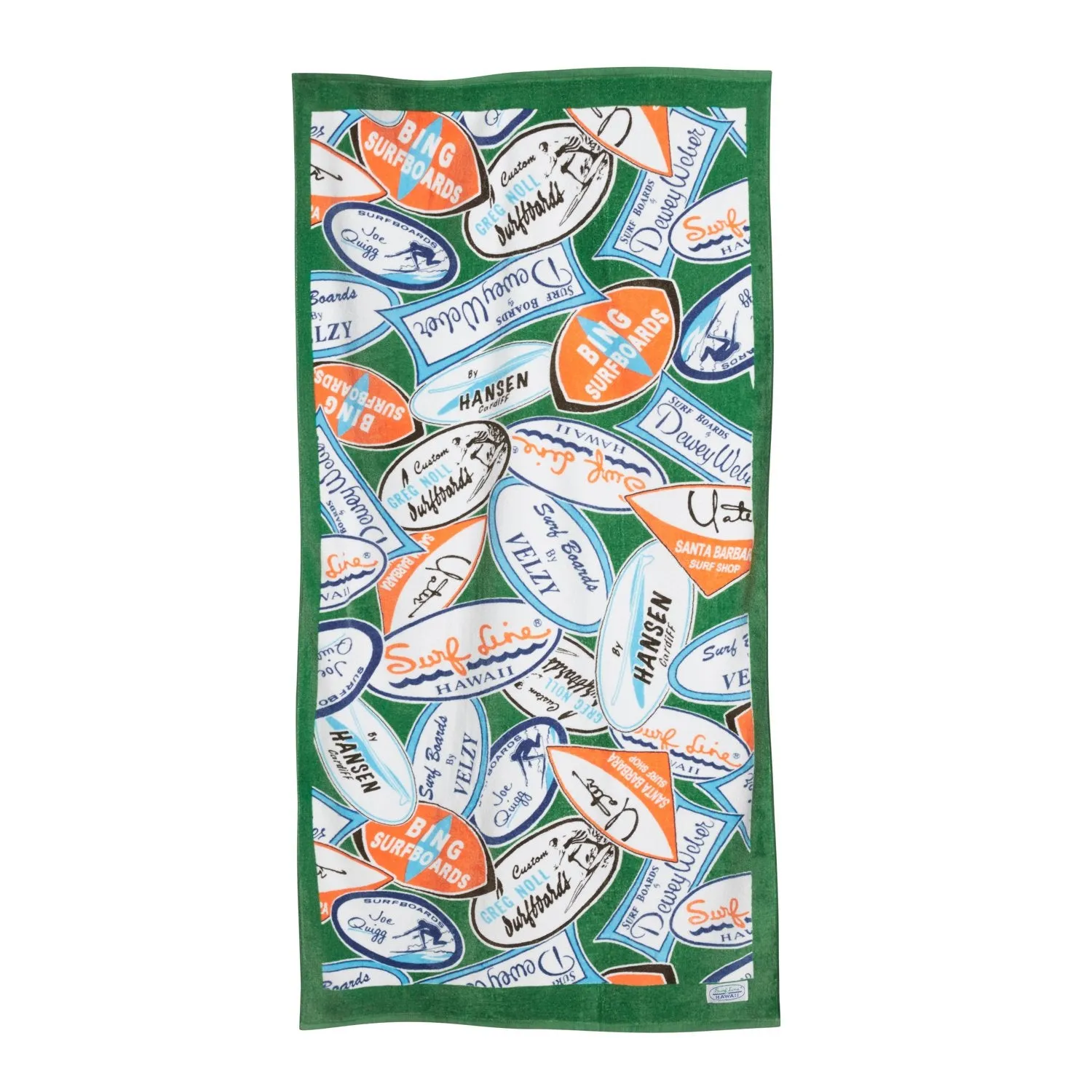 Surf Line Hawaii Terry Towel - Decals Green