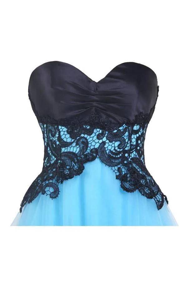 Sweetheart Bridesmaid Short Prom Dress Blue Homecoming Dress PG047