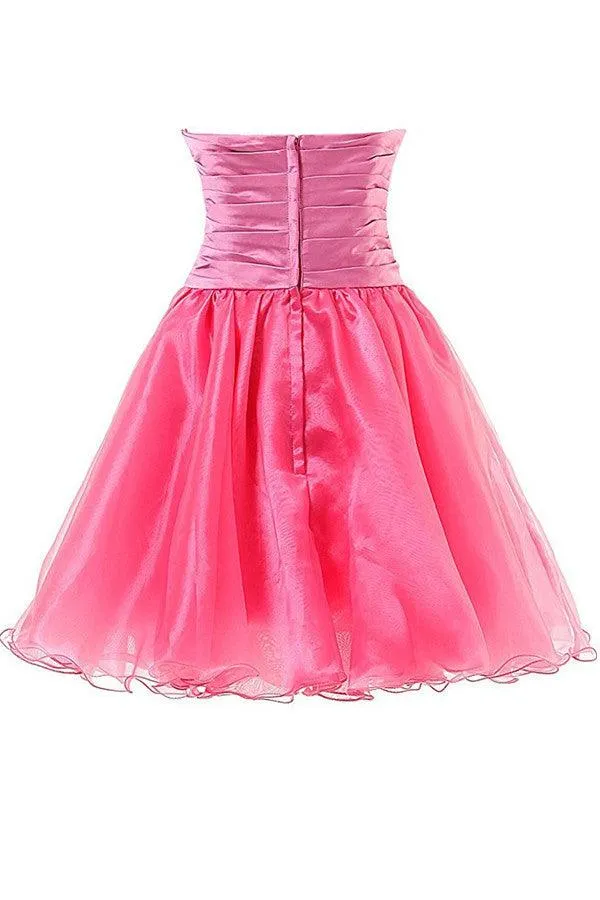 Sweetheart Knee Length Pink Homecoming Dress Lace Cocktail Dress TR0015