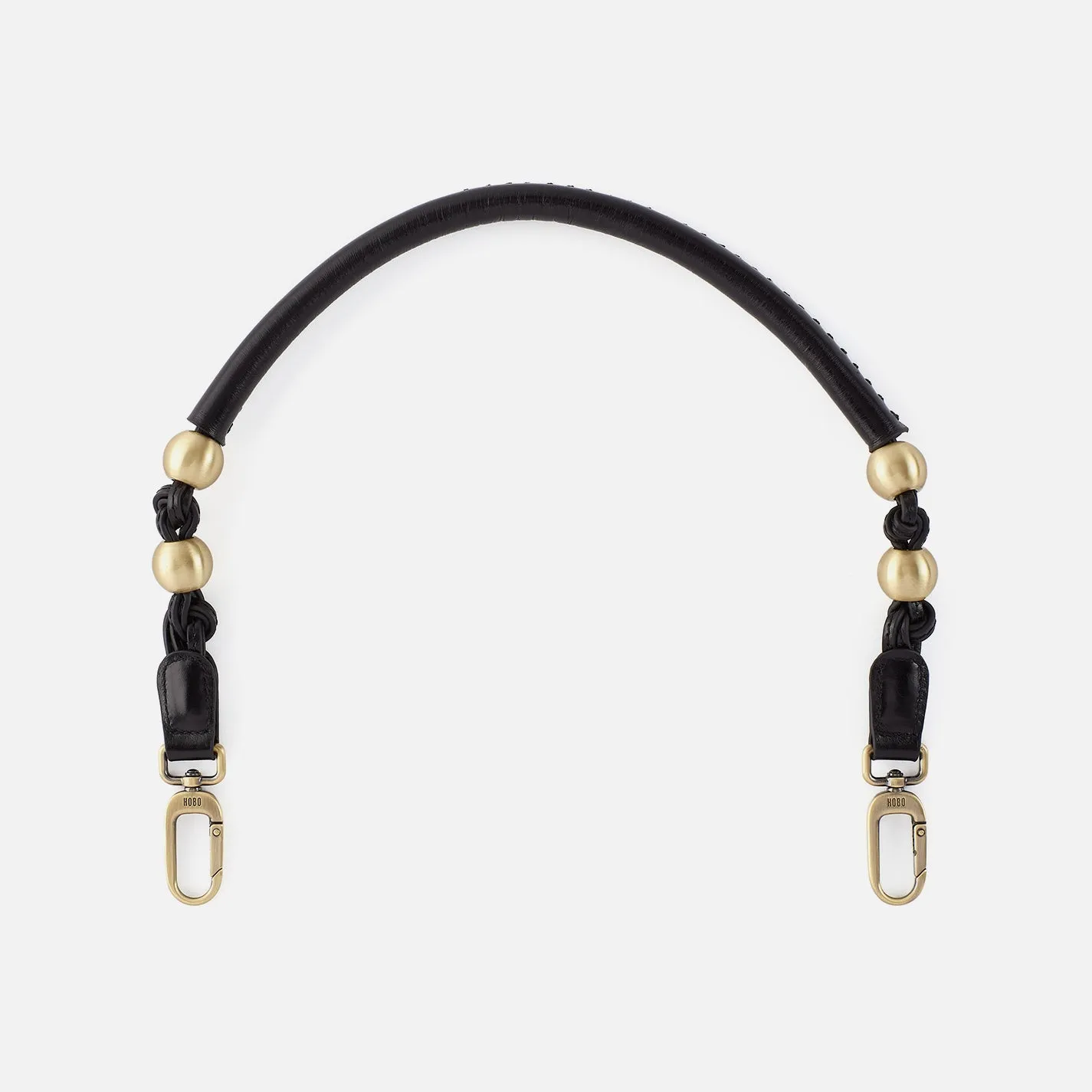 Tamborine Strap in Polished Leather - Black