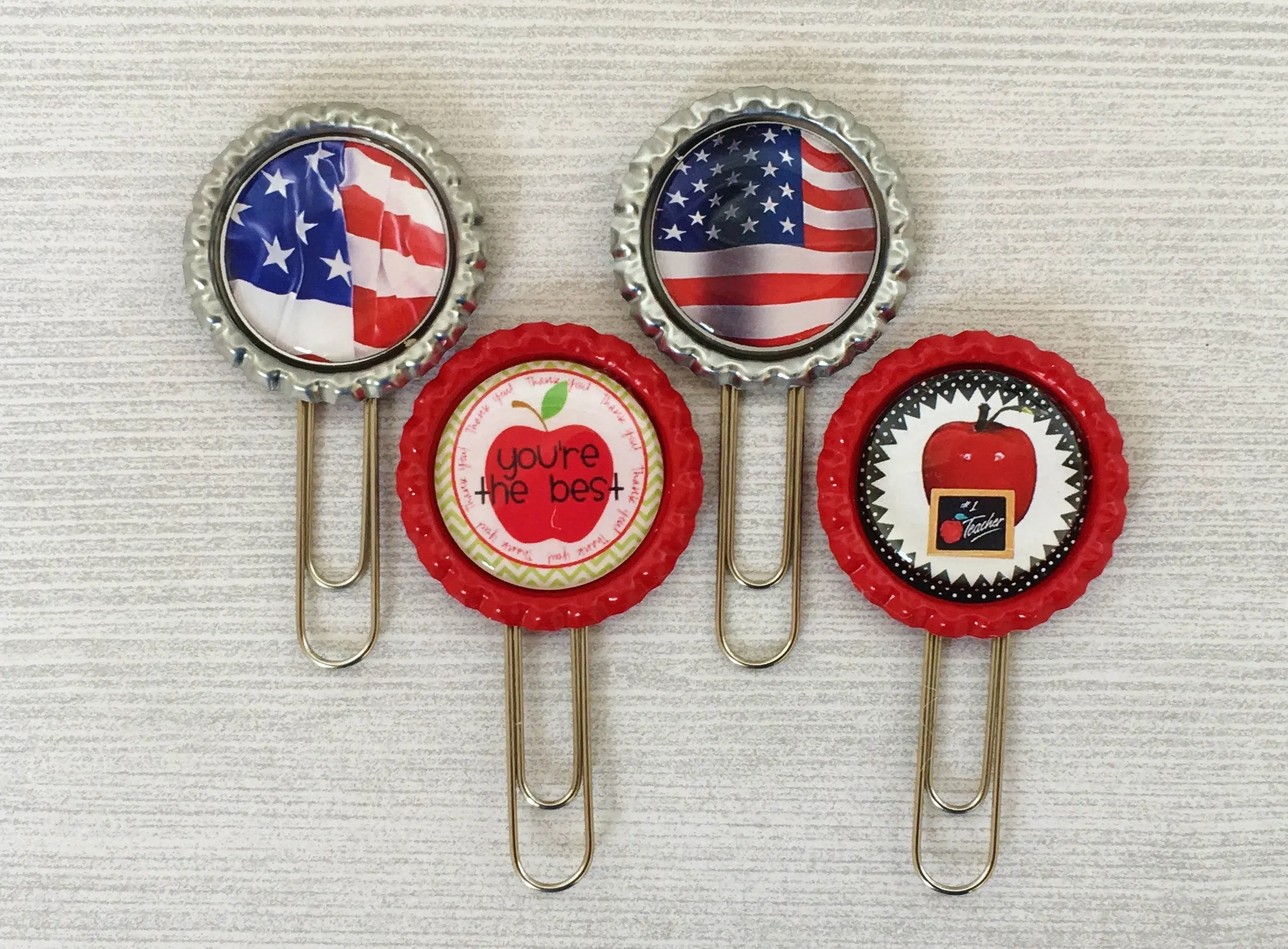 Teacher and American Flag Planner Clips